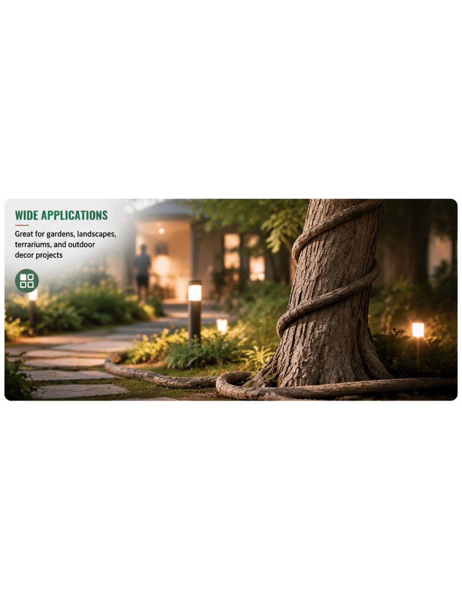 Guaina cava copricavo effetto liana e rattan | Per protezione cavi esterni, alberi da giardino e illuminazione paesaggistica(1.6cm x 100m/0.63in x 328.08ft)