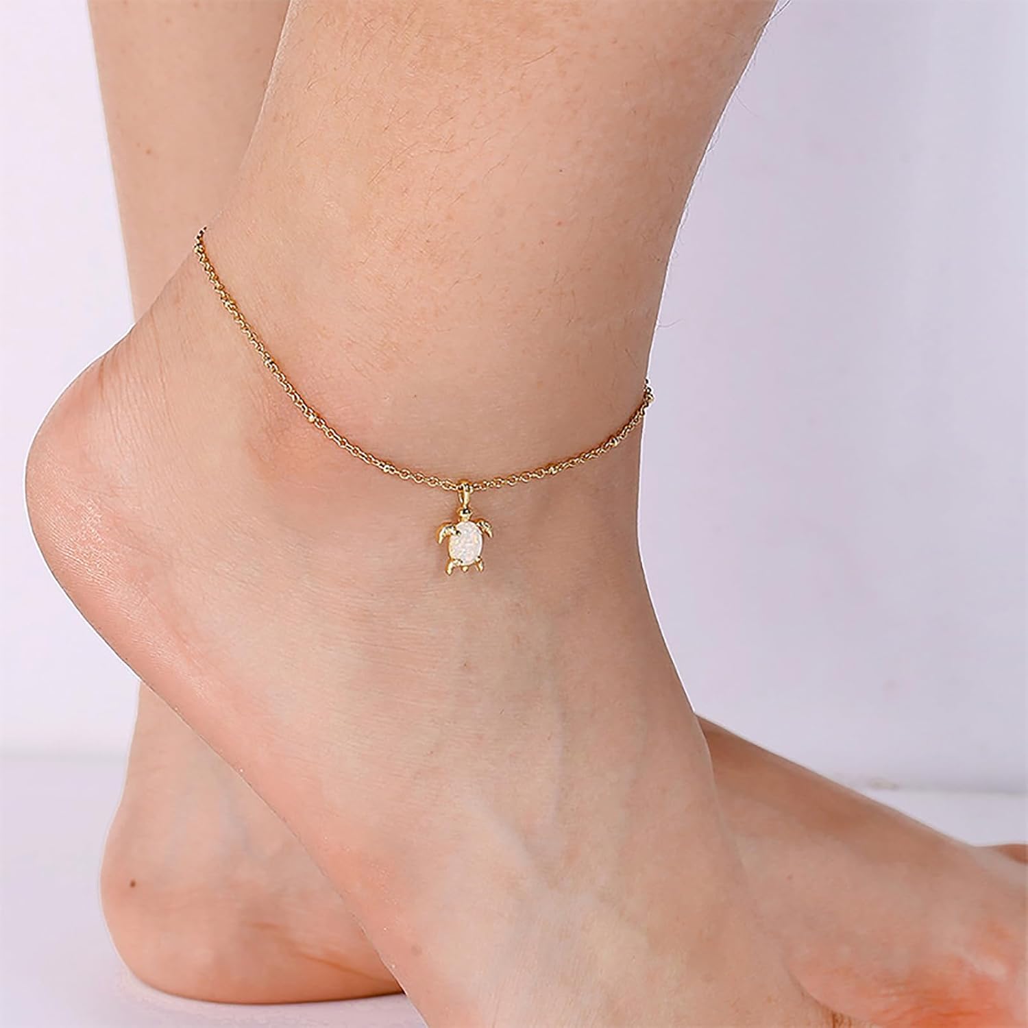 Lit Wall Gold Anklets for Women 18K Gold Plated Adjustable Summer Simple Foot Jewelry Ankle Bracelet for Women - Image 2