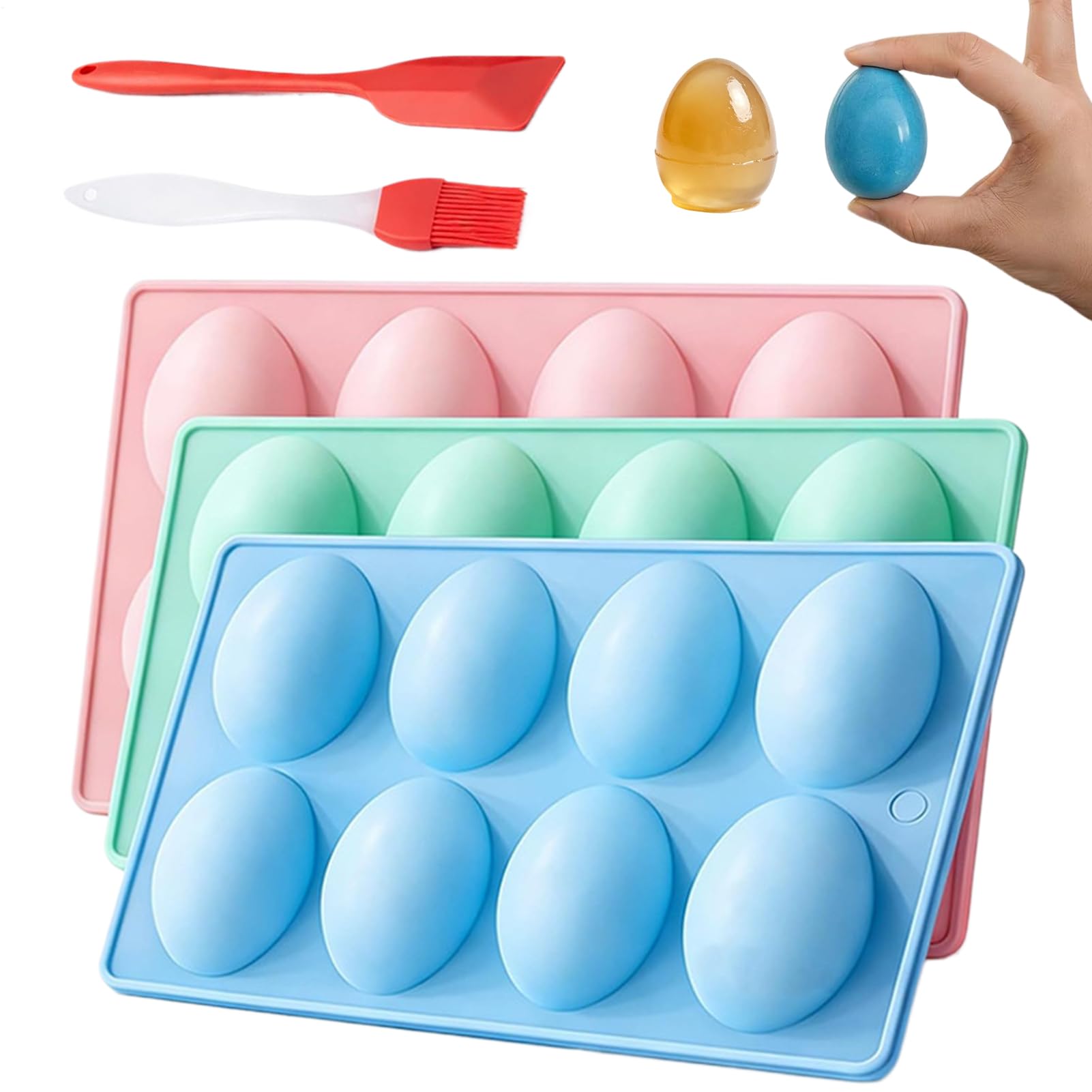 Moldes de Pascua con 8 Cavidades de Silicona Alimenticia Flexible Antiadherente
