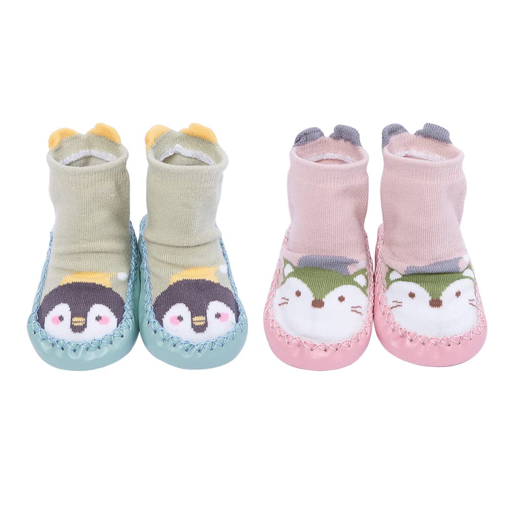 SnegyuCute Cartoon Animal Pattern Baby Boys Girls Non-slip Cotton Slipper Socks Shoes Baby Moccasins Toddler Shoe Socks