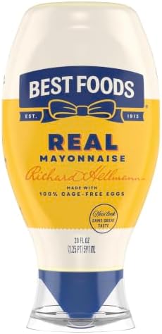 Best Foods Real Mayonnaise 20 oz, Mayo Squeeze, Sandwich Spread, 1PK | For sandwiches, dips, dressings and simple meals; cage-free eggs; gluten-free; 20 oz.