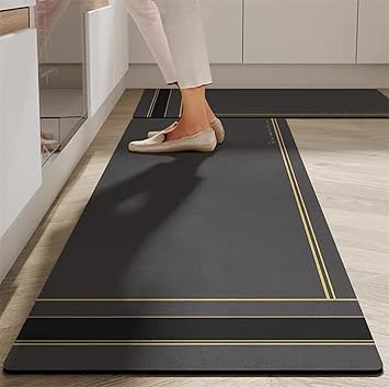 FIGMENT 2 Pcs Kitchen Mats - Waterproof Memory Foam Standing Desk Floor Mat Non Slip Kitchen Rugs, Comfort Runner Rug Floor Mat Carpets for Kitchen Home Office, Sink & Laundry - image, photos