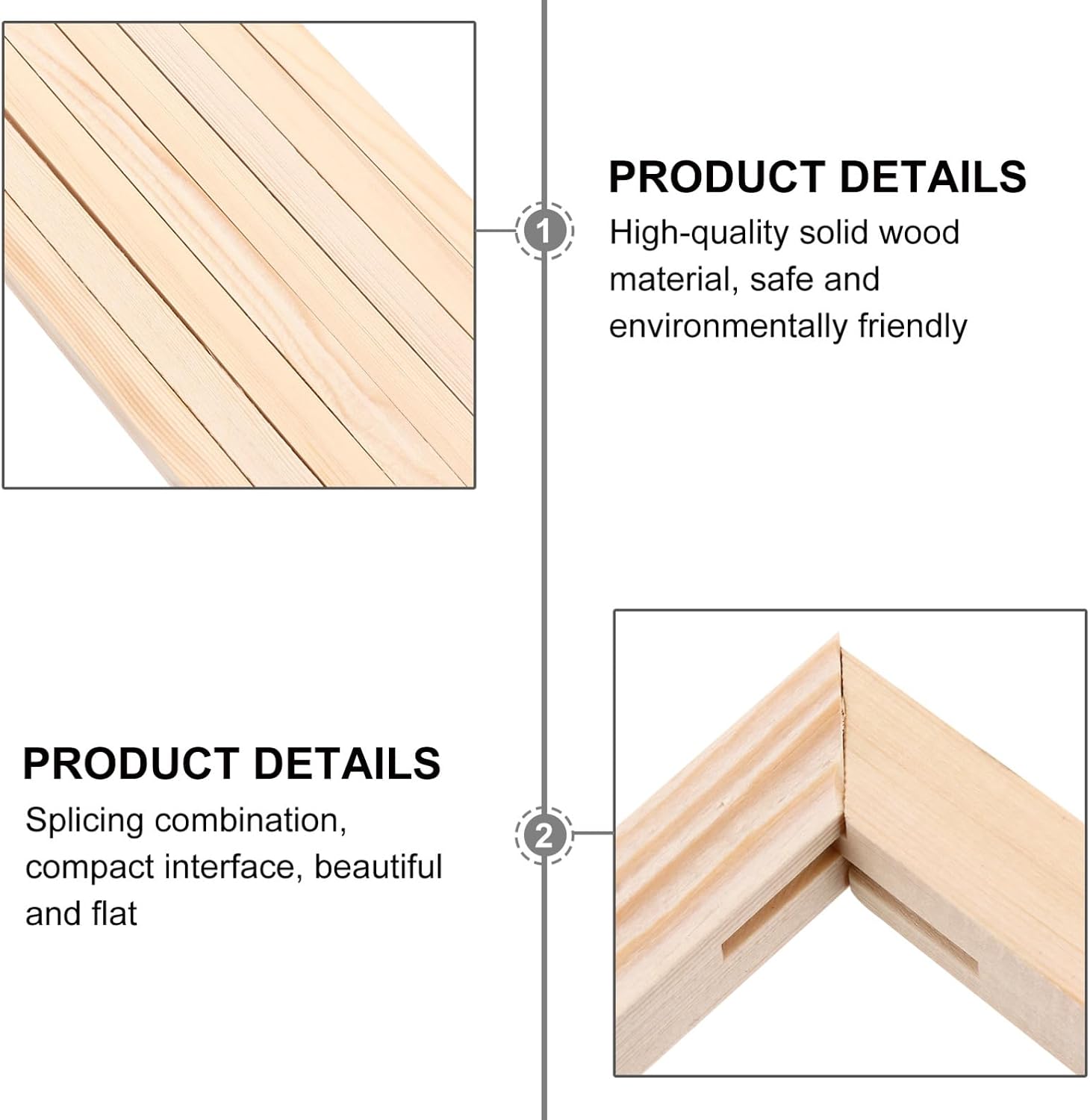 Gogogmee Solid Picture Frame Strips DIY Canvas Frame Kit 8 Pieces 19.68X0.74X0.70 Inch Wood Inner for Home Art Display and Canvas Prints