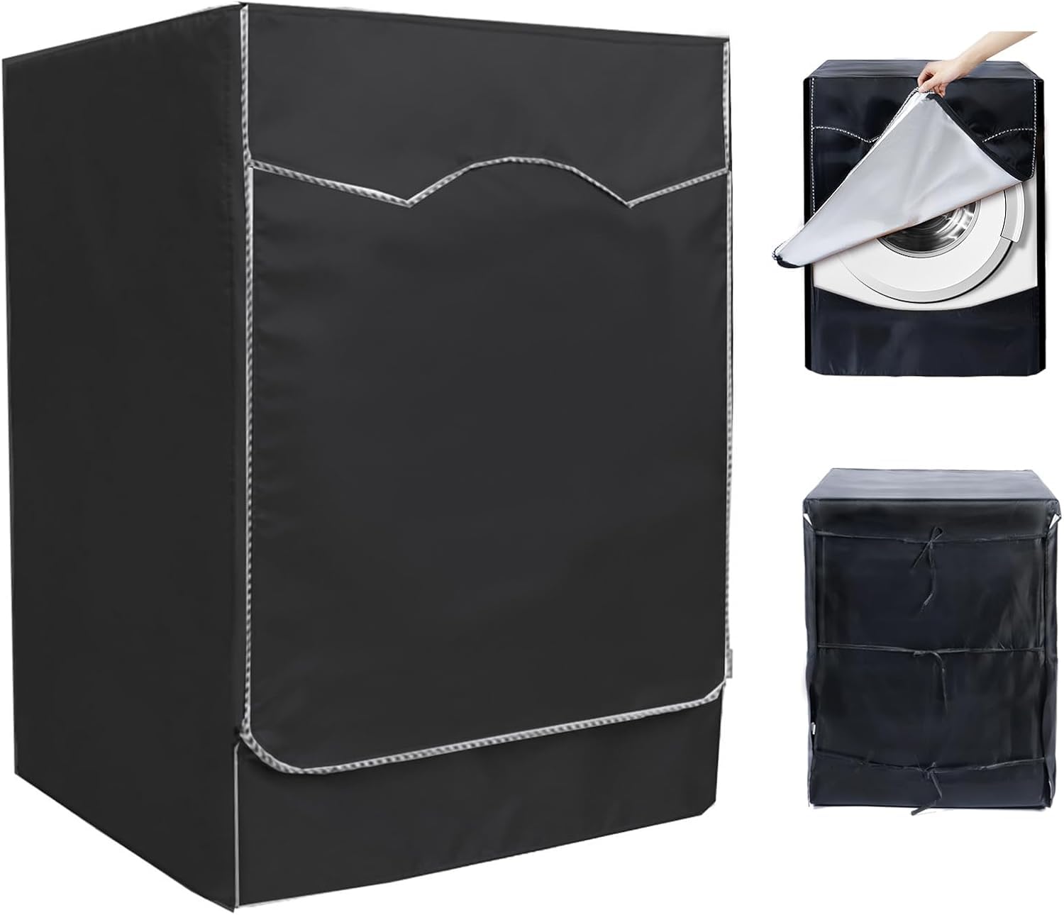 aleawol Washing Machine Cover 60 x 60 x 85cm, Four-Sided Full Wrap Washing Machine Cover Front Loader with Double Zipper Waterproof Washer and Dryer Covers for Most Front Loading Washers and Dryers