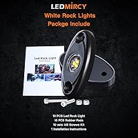 Vista 7 de LEDMIRCY Luces LED de roca, 10 unidades, color blanco para J e e p, camión todoterreno, RZR, auto, barco, SUV, impermeable, de alta potencia, luces