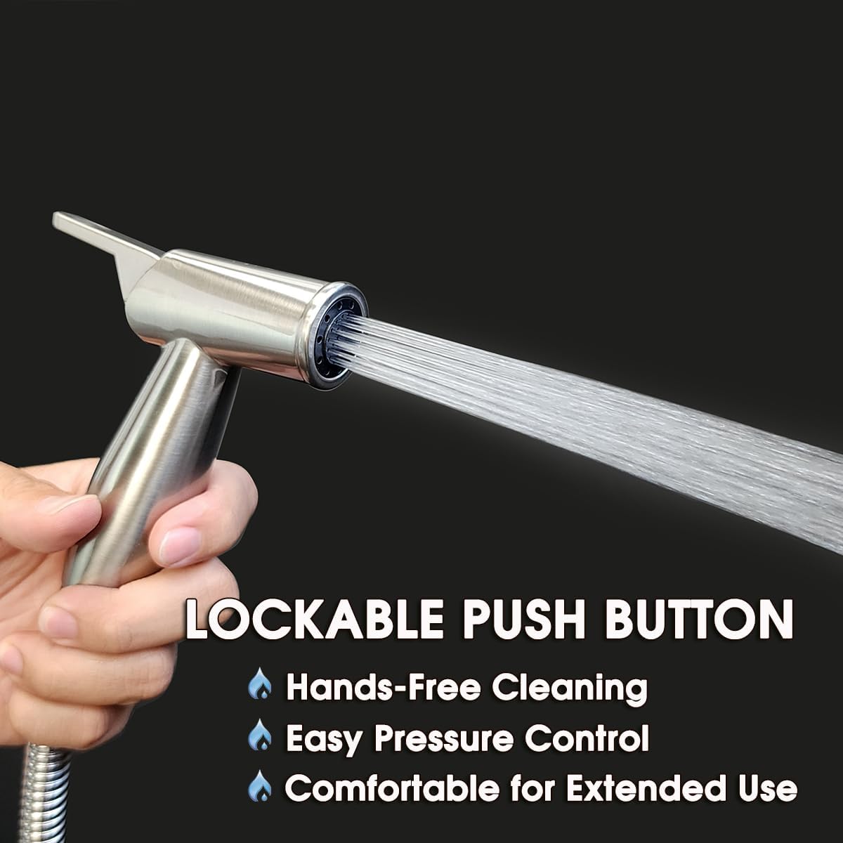 Handheld Bidet Sprayer for Toilet, Lockable Push Button, ABS Bidet Sprayer Set with Hose & T-Valve, Easy Install - Niken Color