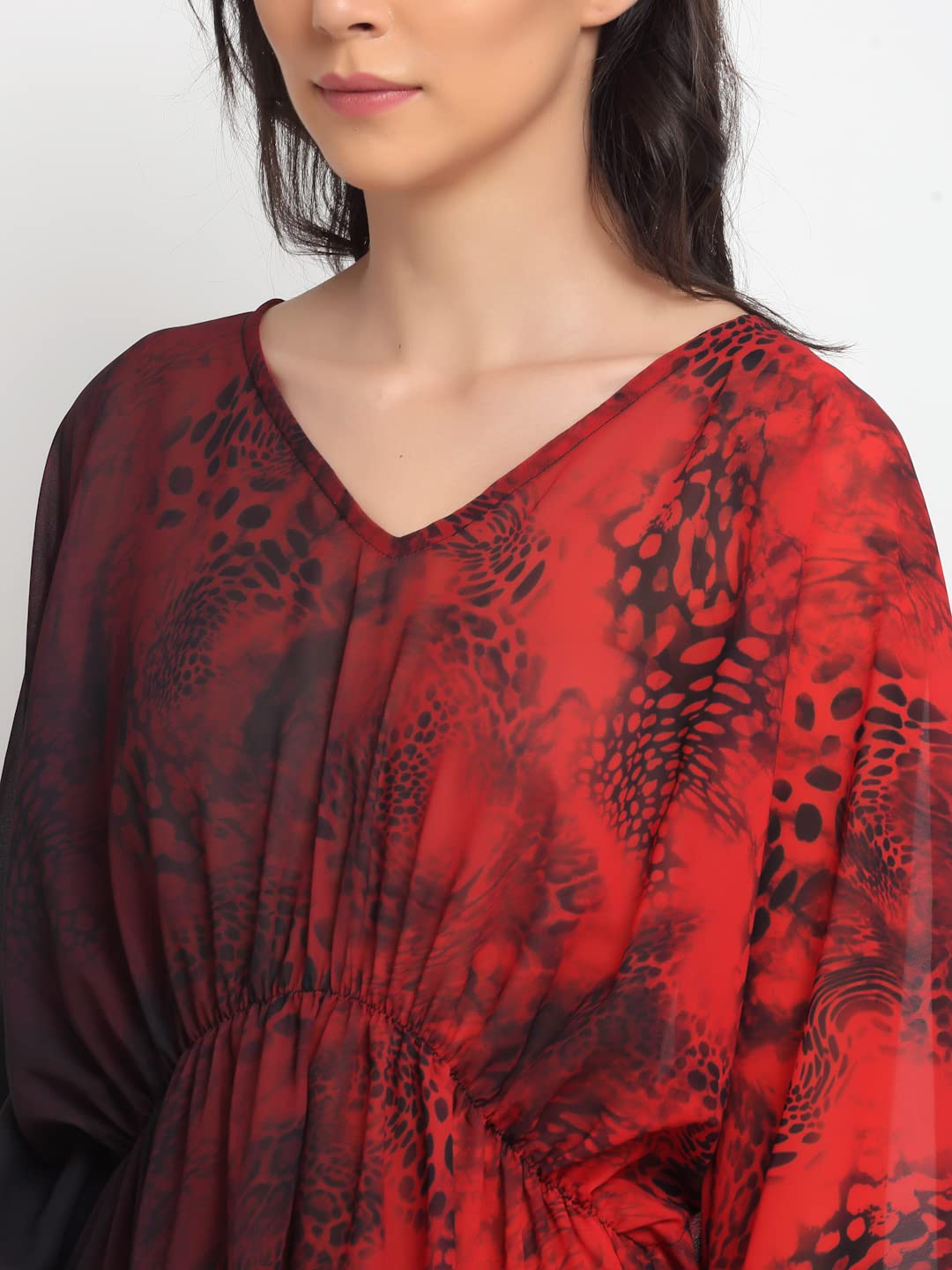 EROTISSCH Red & Black Printed Beachwear Cover-up Kaftan for Women Teen (Size XXL) 1