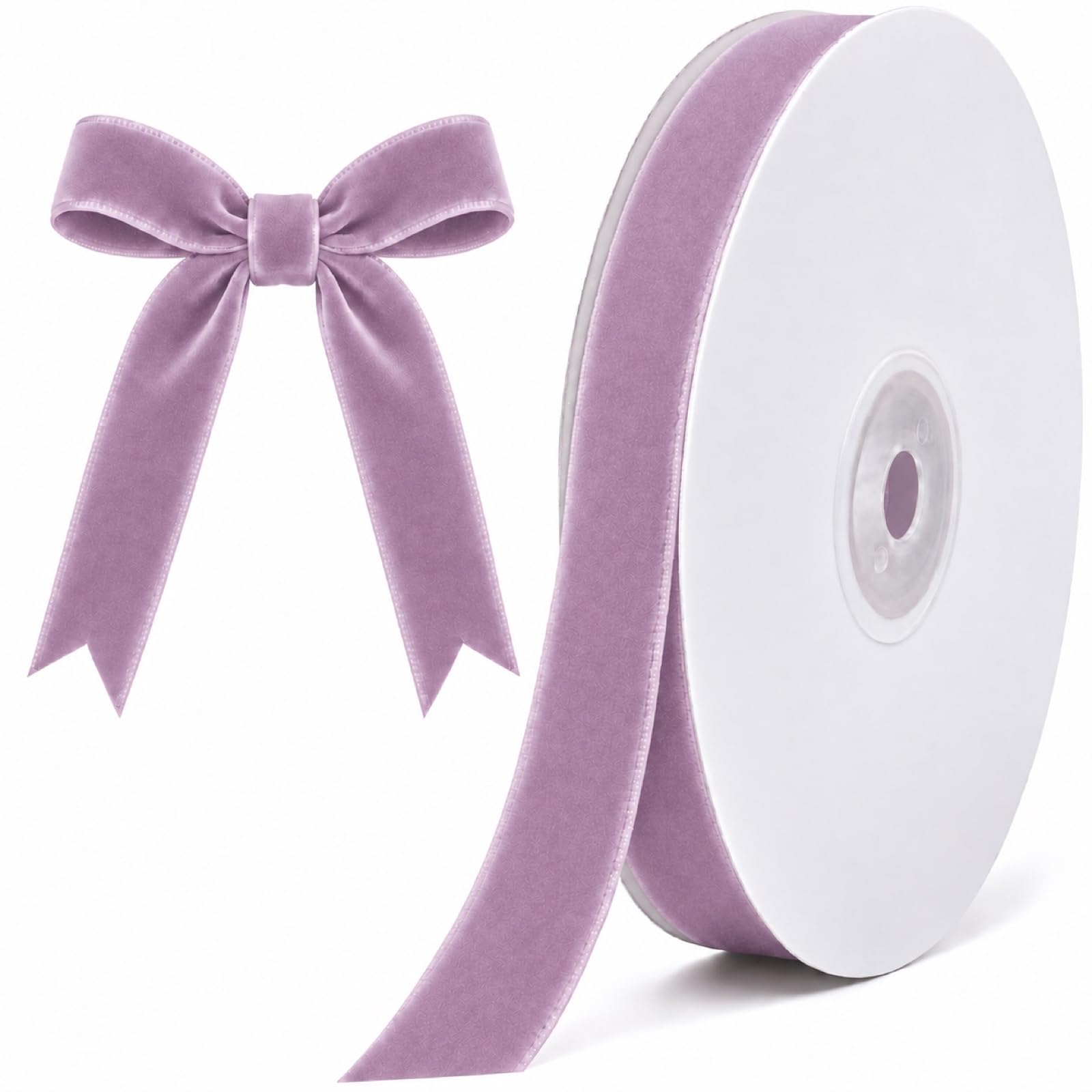 Tsorode 10 Yards Light Purple Velvet Ribbon for Christmas Tree, 5/8 Inch