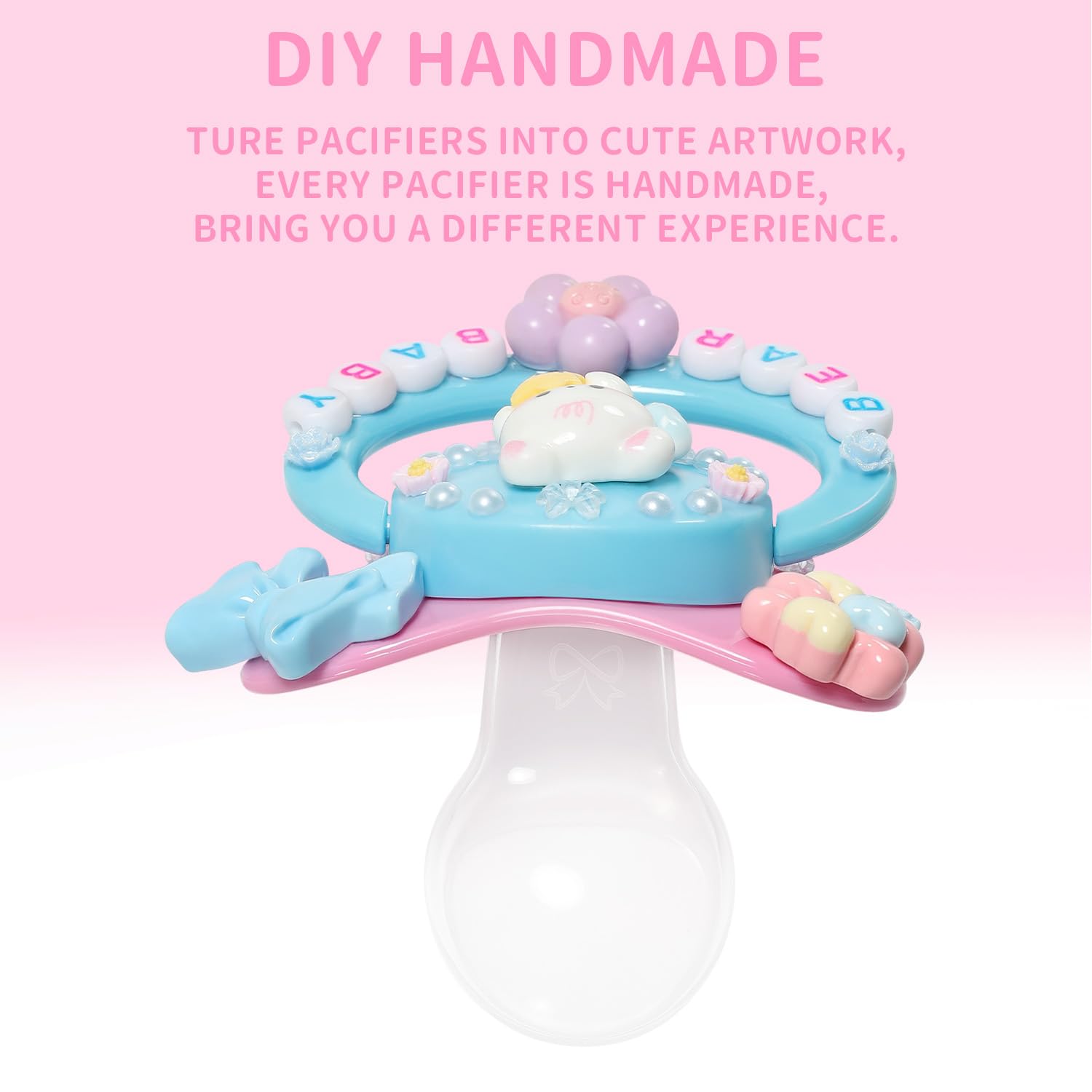 CutiePlusU Adult Sized Pacifier Dummy for Adult DIY Handmade Adult Pacifiers- Star Bear Blue - Image 2