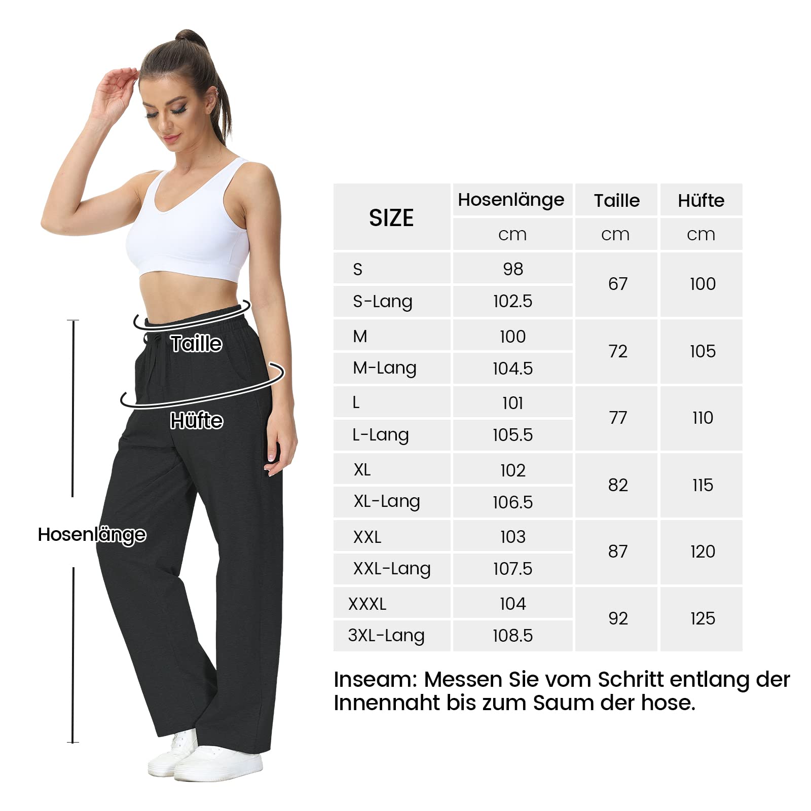 Pantalon de Jogging Femme Coton Pantalon de Loisir avec Poches Pantalon Large pour Yoga Fitness Sport Course