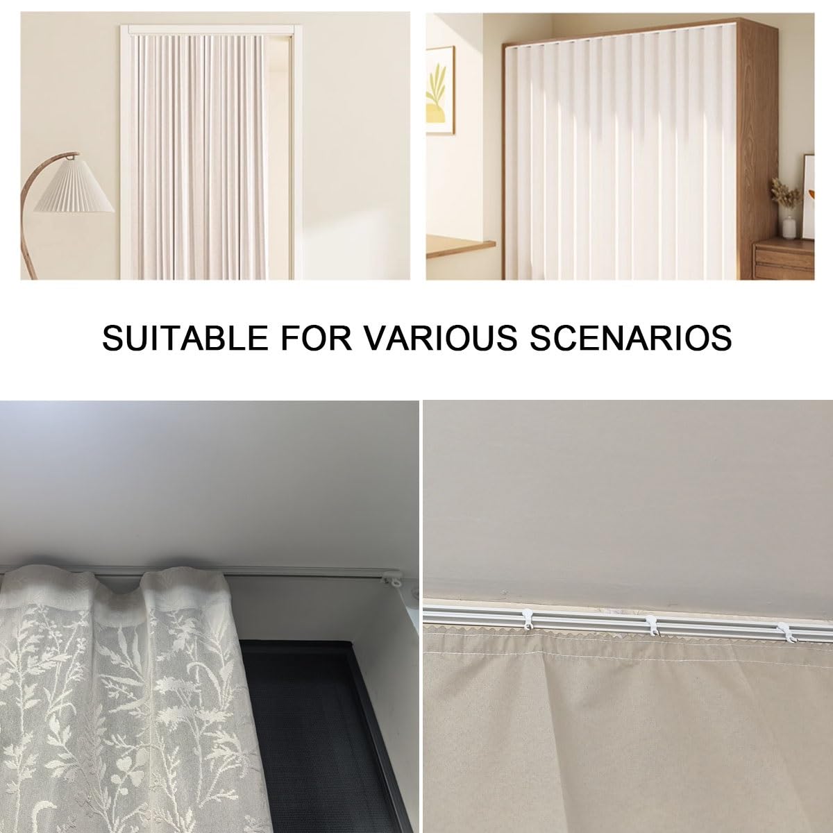 Selbstklebendes ain Schienensystem, ohne Bohren, verstellbar, 50–600 cm, Decken- oder Wandhalterung, für Cabi RVs, weiß, 580 cm Länge, einfache Installation