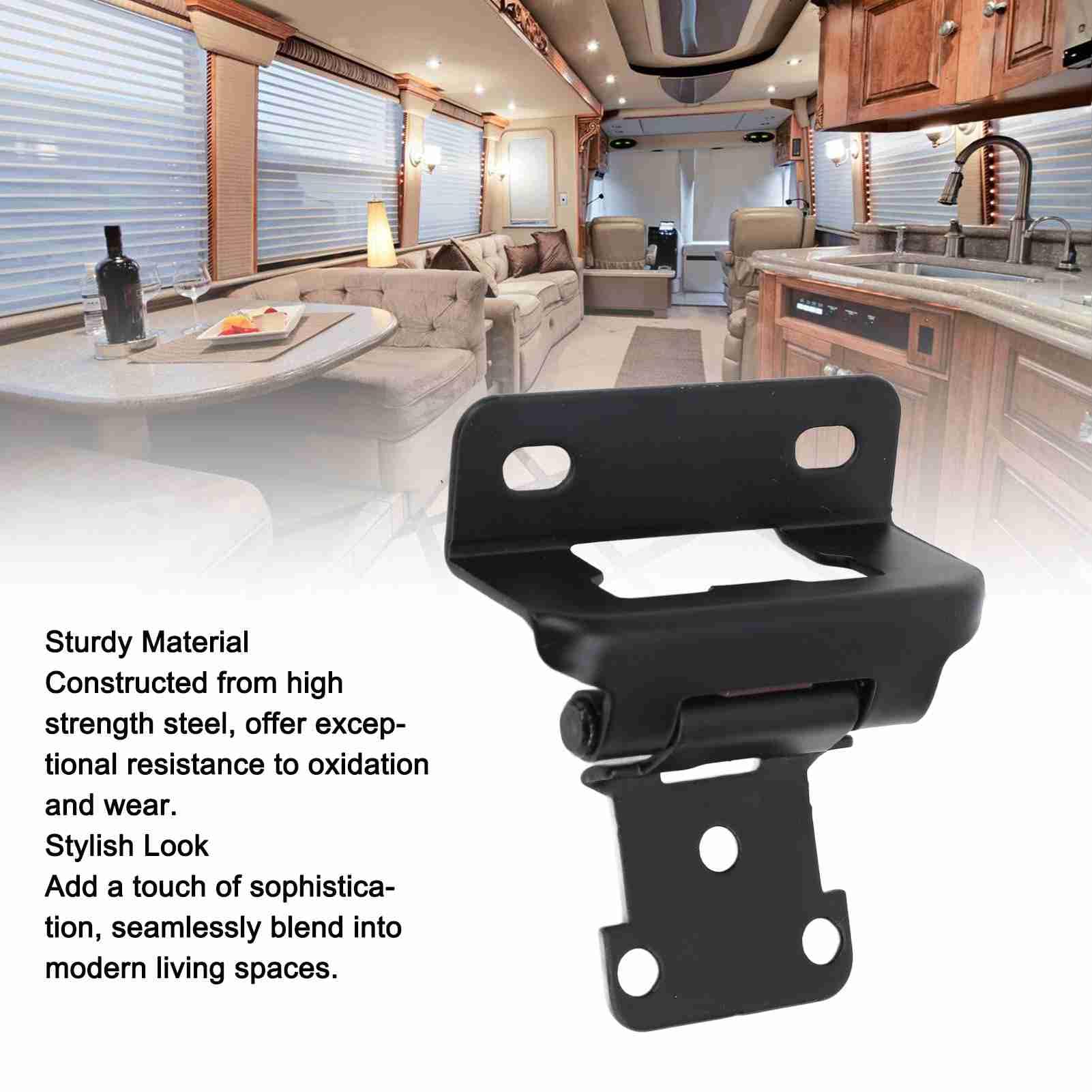 2-Pack Self-Closing Cabinet Door Hinge – 1/2" Semi Wrap Overlay, High-Strength Steel, Black Finish, For RVs, Boats, Kitchens & Bathrooms