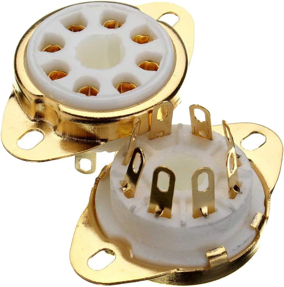 Kamas Hot 4PC 8 Pin Ceramic Socket Tube Top Vacuum Octal Value For KT88 EL34 6V6 6650 274B Ceramic Sockets - (Color: Gold)