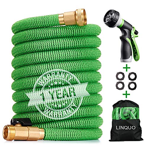 Linquo 100 ft Garden Hose Upgraded Expandable Hose, Durable Flexible Water Hose, 8