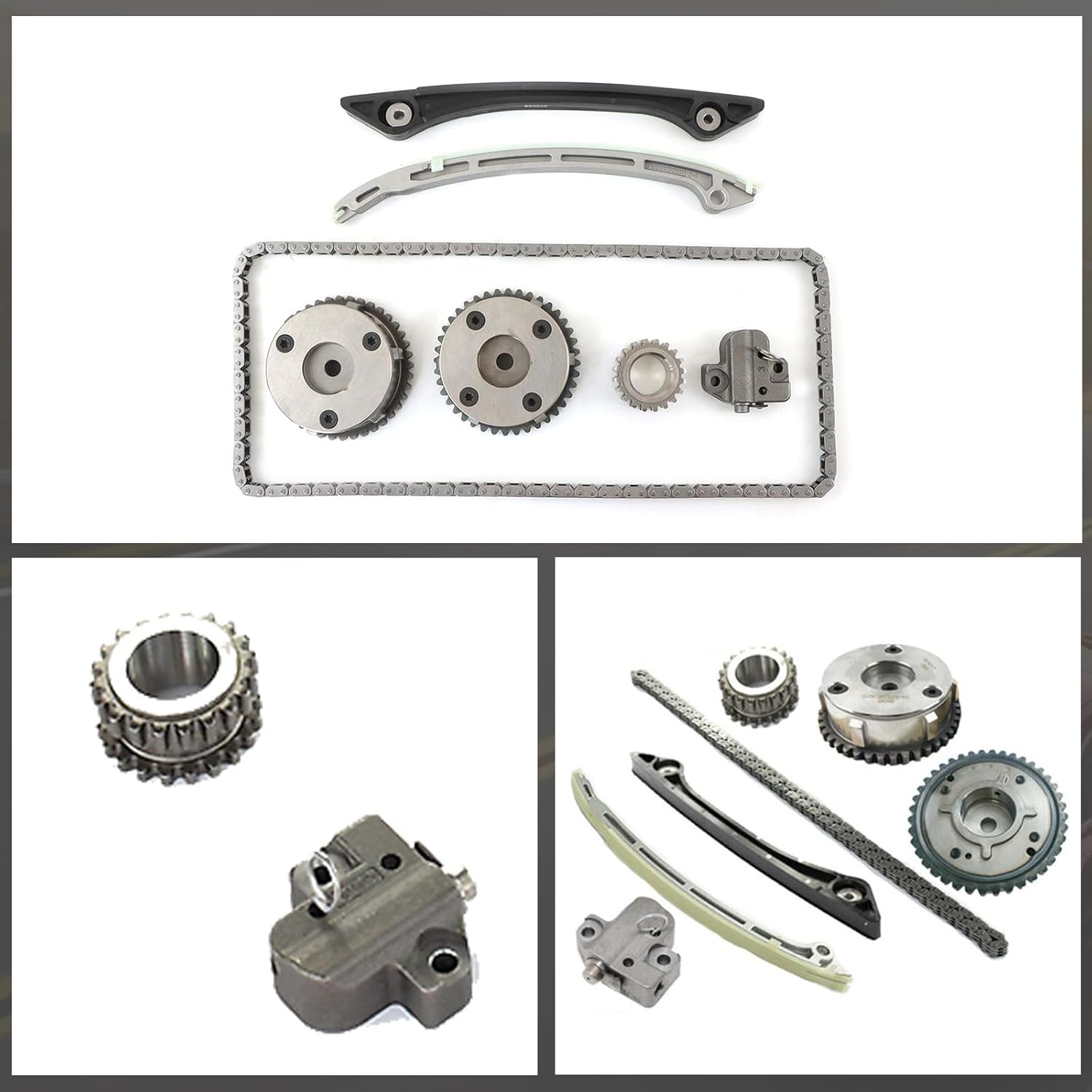 Engine Timing Chain Kit with 2 VVT Camshaft, Suitable for Land Rover Range Rover Evoque Freelander 2.0L, Automotive Timing Chain Set Replacement Parts CJ5E6C525AD CJ5E6C524AD