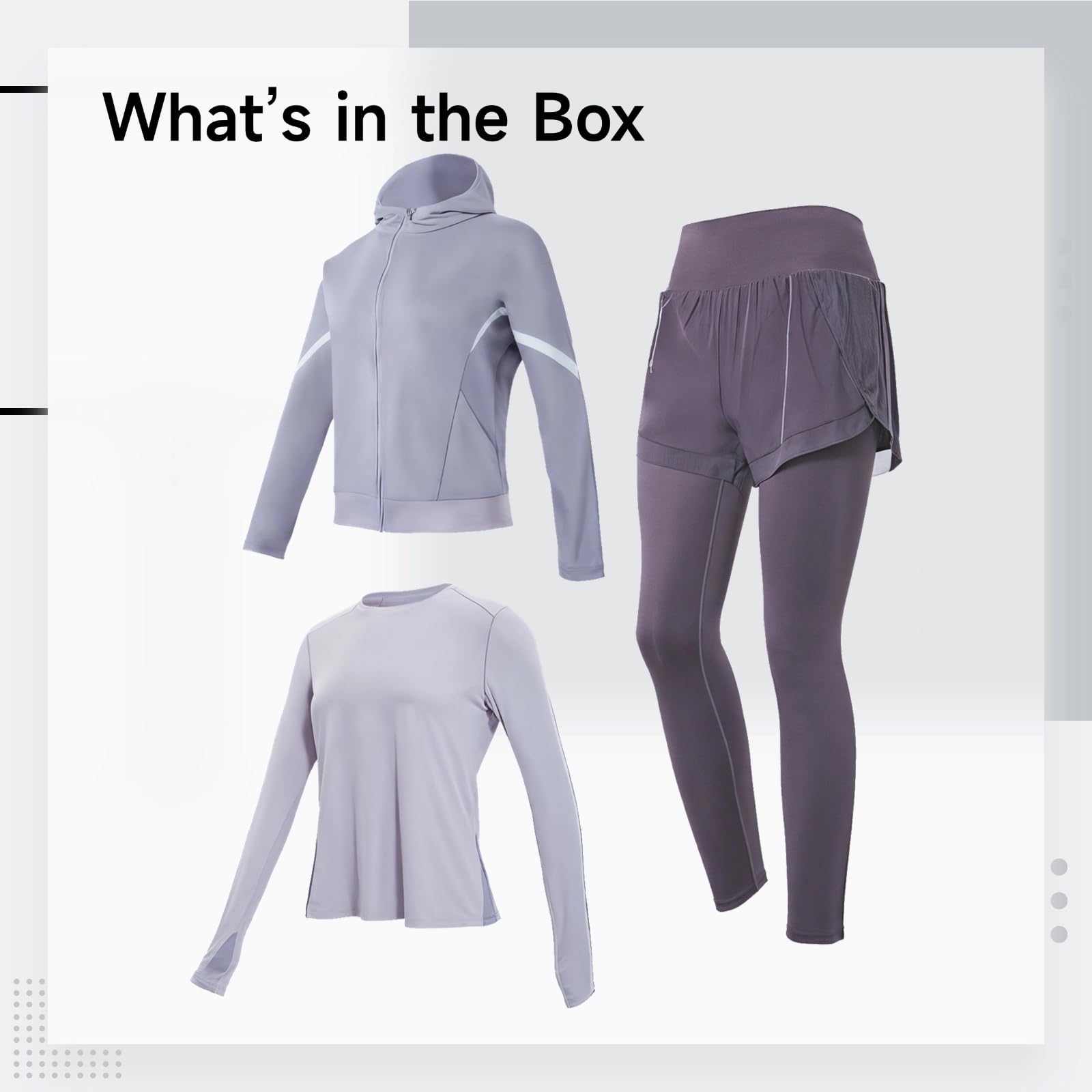 Conjunto de 3 piezas para mujer, chaqueta con capucha, pantalones cortos de cintura alta, pantalones largos, tela transpirable, talla XXL