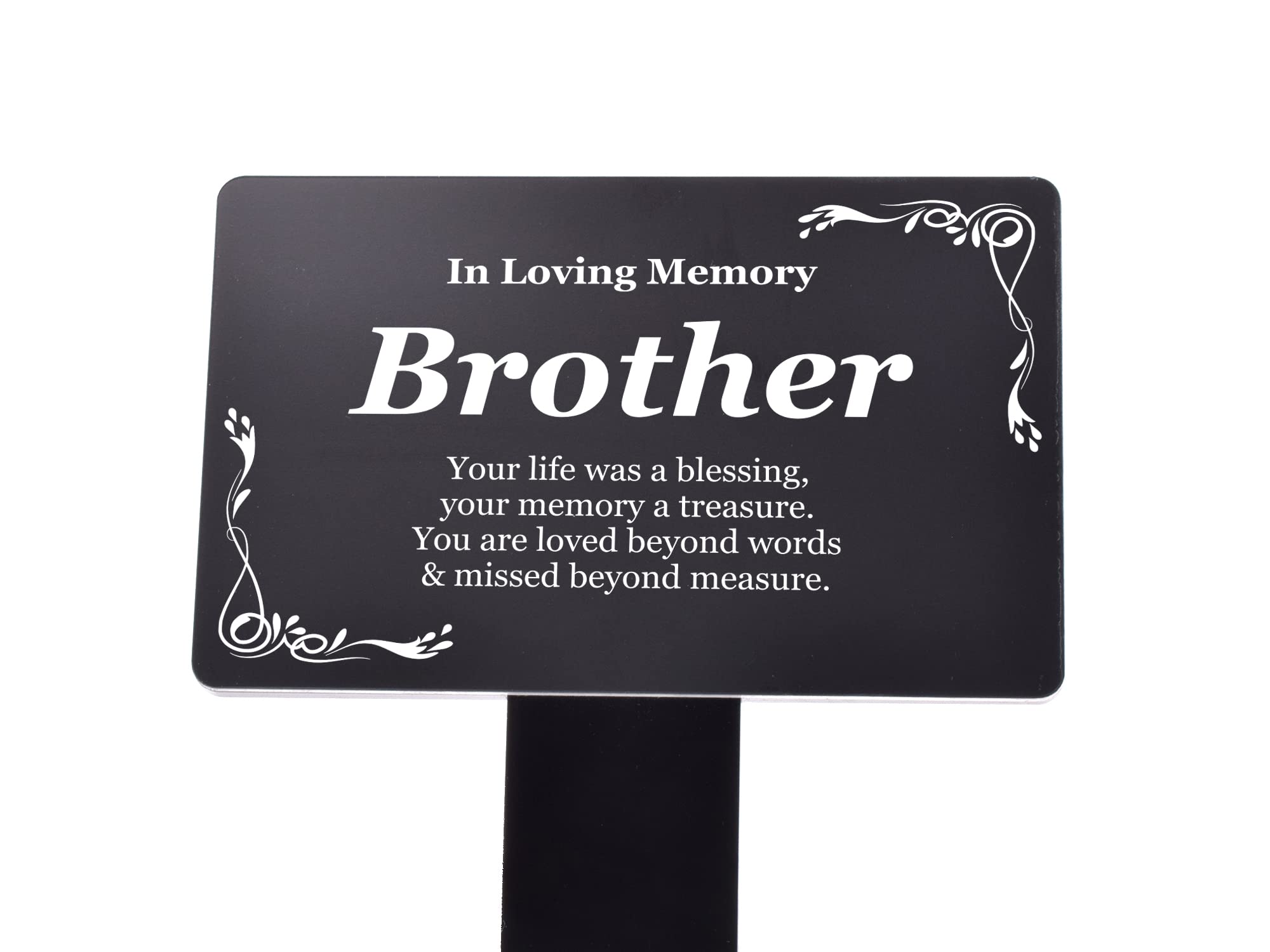 Plaque Commémorative Pour Frère – Acrylique Noir Et Blanc – Piquet Inclus – Pour Extérieur/jardin