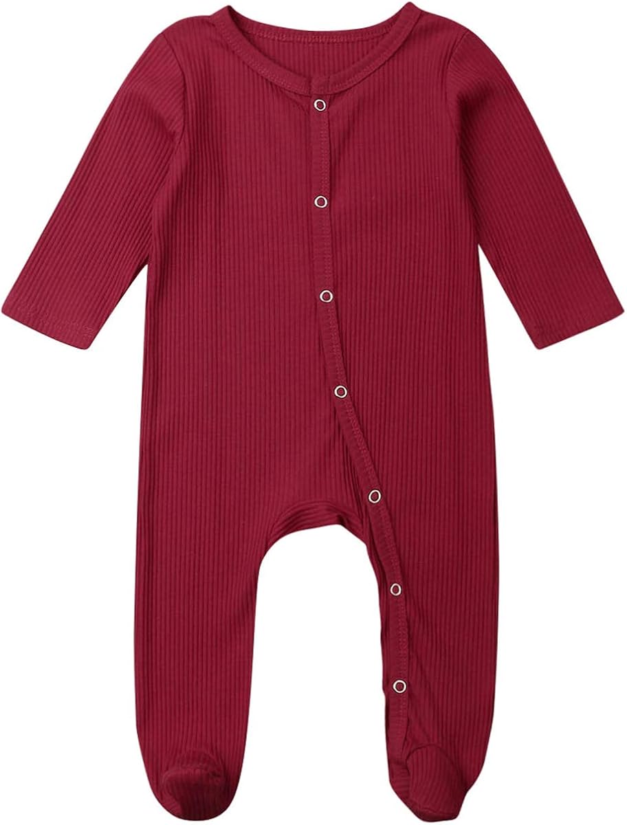 Kuriozud Newborn Baby Girl Boy Footie Romper Leaves Print One Piece Jumpsuit Sleeper with Headband Clothes: Clothing, Shoes & Jewelry