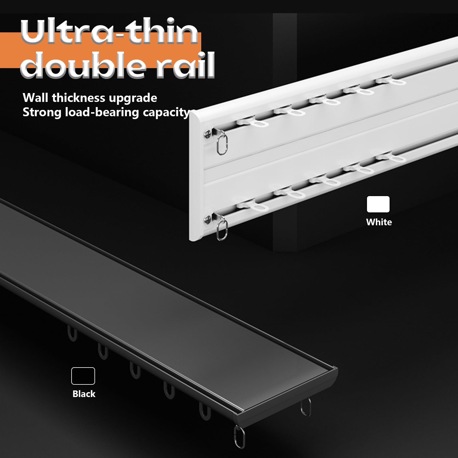 Rail à Rideaux Double Siamois en Alliage d'aluminium, Rails à Rideaux Polyvalents et Robustes, montés au Plafond, pour diviser l'espace dans Les Salons, Les Chambres et Plus Encore (Blanc,