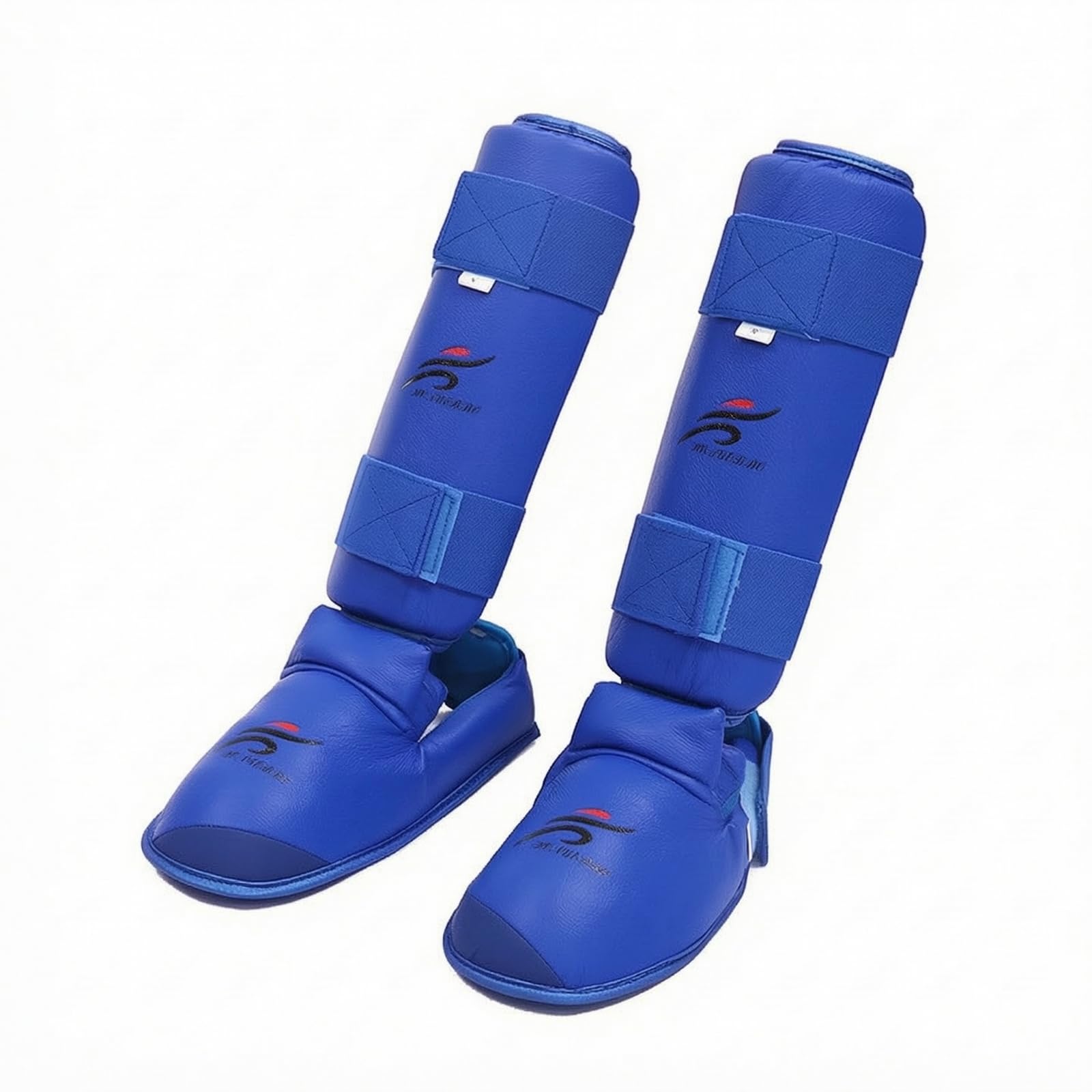 Protège-Tibia et Cvre-Pied Karaté Léger Protège-Tibia avec Sangles à Scratch Réglable pr Pratiquan D'ar Martiaux, Sparring