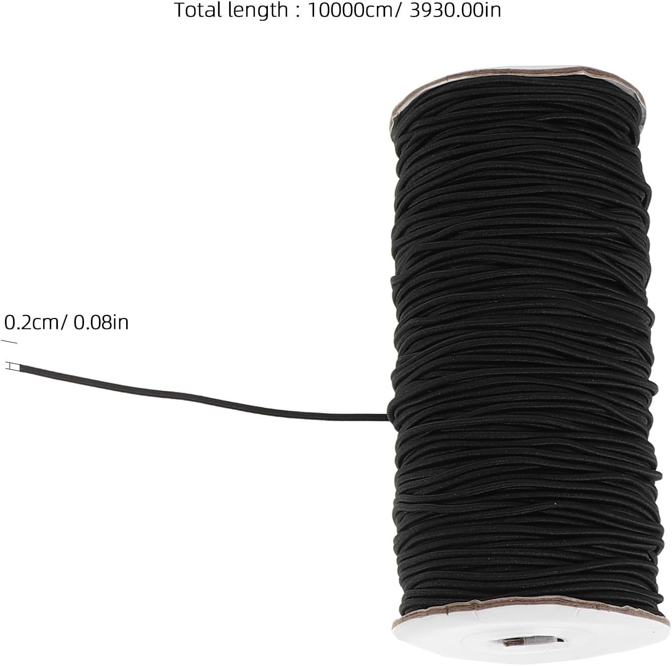 Zerodeko 2mm Black Braided Elastic Rope Cord for Sewing, Sturdy Round Polyester Elastic Band with Lasting Elasticity and Fabric Protection, for Tailoring Clothes and Bulk Crafting, 100