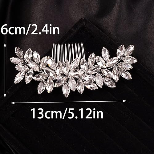 Miniatura 5 de Peine de pelo simple con diamantes de imitación para novia, boda, piezas de cristal para el cabello, accesorios lujosos para el cabello para novia,