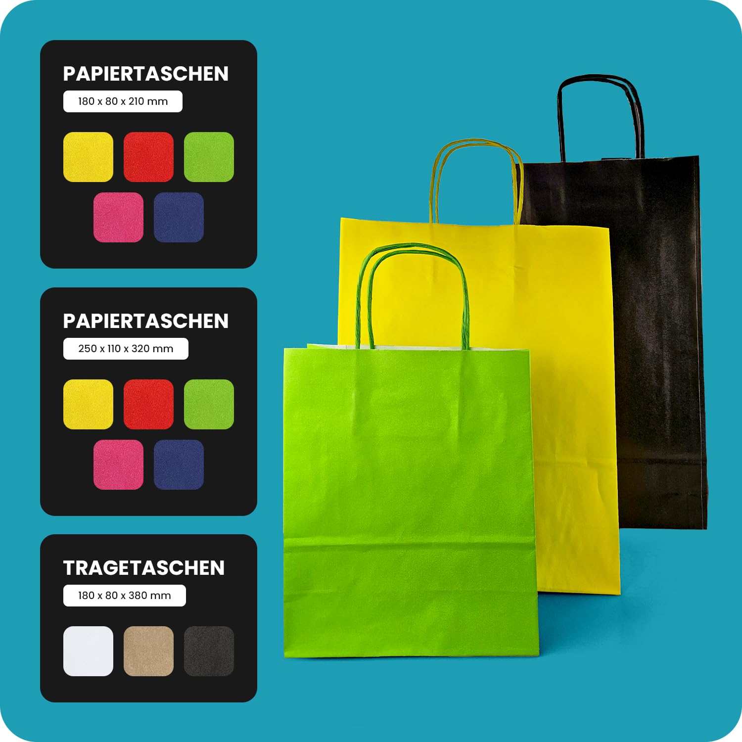 Netuno 200 Borse Carta Kraft con Manici marrone 18 x 8 x 38 cm Shopper Resistenti per Regali e Bottiglie borse portabottiglie packaging sacchetti regalo bottiglia buste carta per vino negozi
