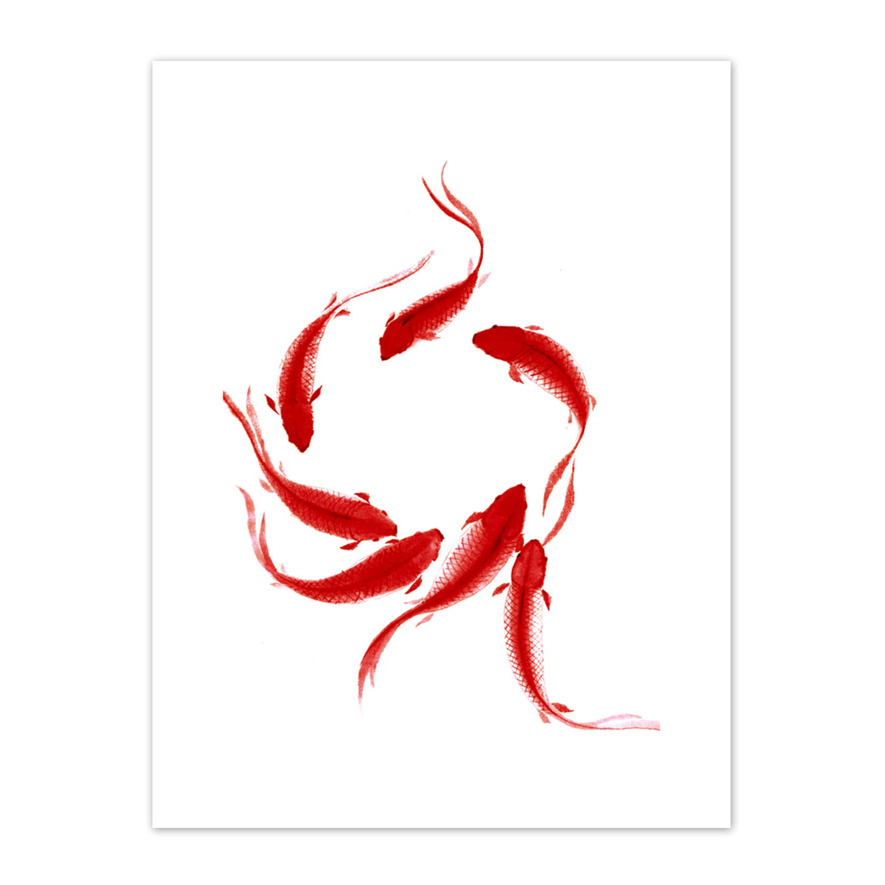 Wee Blue Coo Koi Fish Painting Art Print Canvas Premium Wall Decor Poster