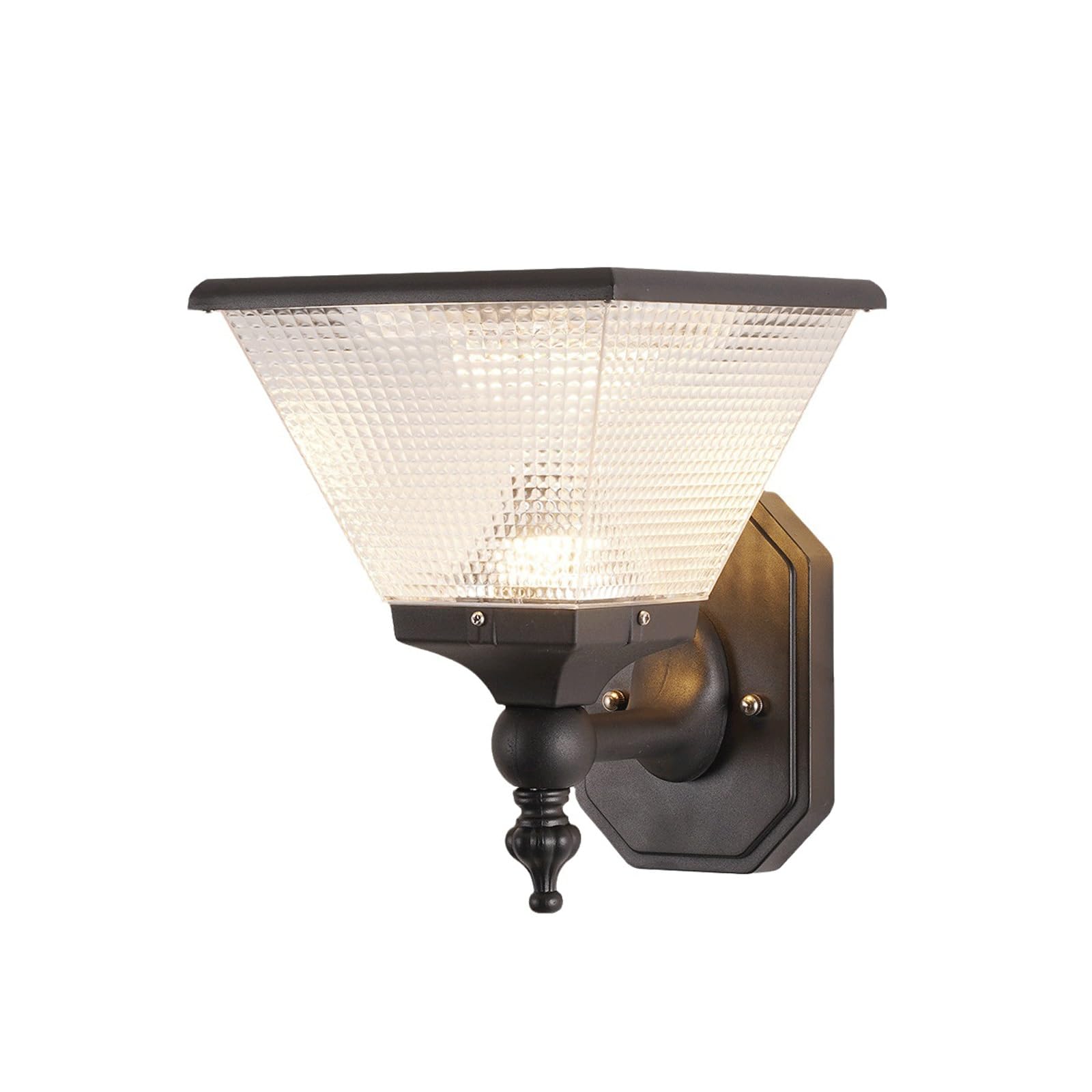 OZBMA Outdoor Solar Wall Light, Sand Black LED Lantern, Waterproof and Rustproof Die-cast Aluminum Exterior Sconce with PC, 10.4" Lamp Fixtures for Courtyards Porch Patios Gates Threshold