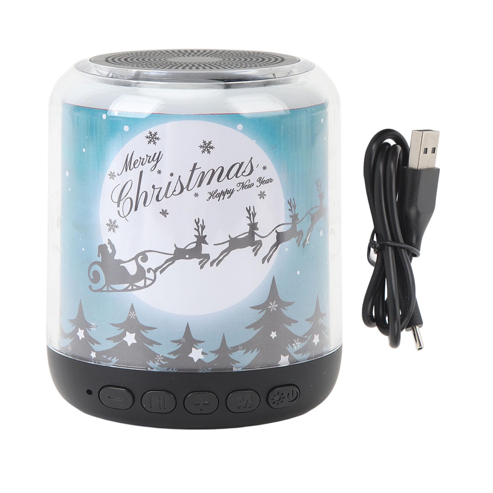 Cuifati Enceinte Bluetooth avec Veilleuse, Lampe de Chevet RVB (noël Bleu)