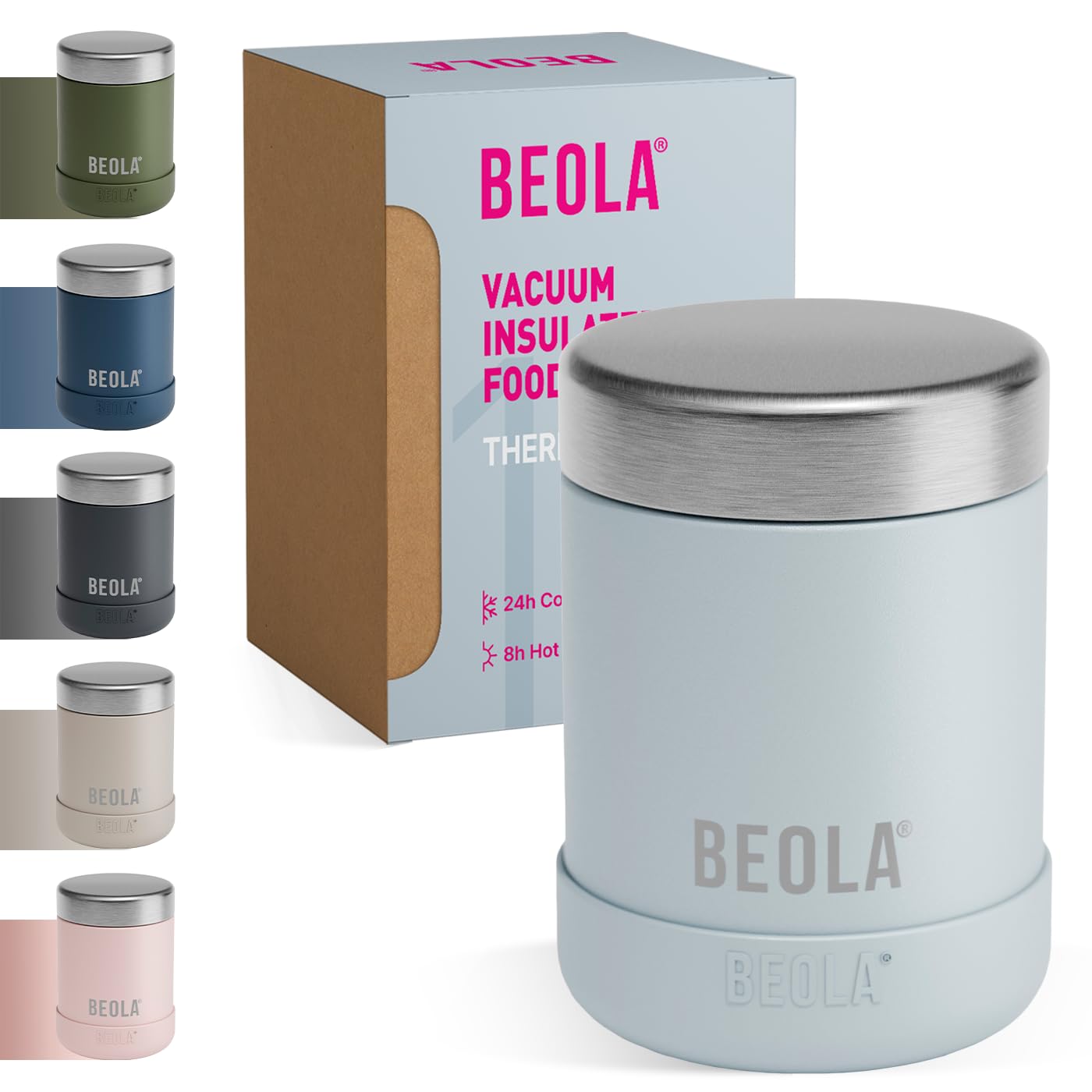 450ml Food Jar Lunch Box Thermos Stainless Steel Double Wall Insulated Travel Food Flask for Kids and Adults, 15oz (Blue Ice)