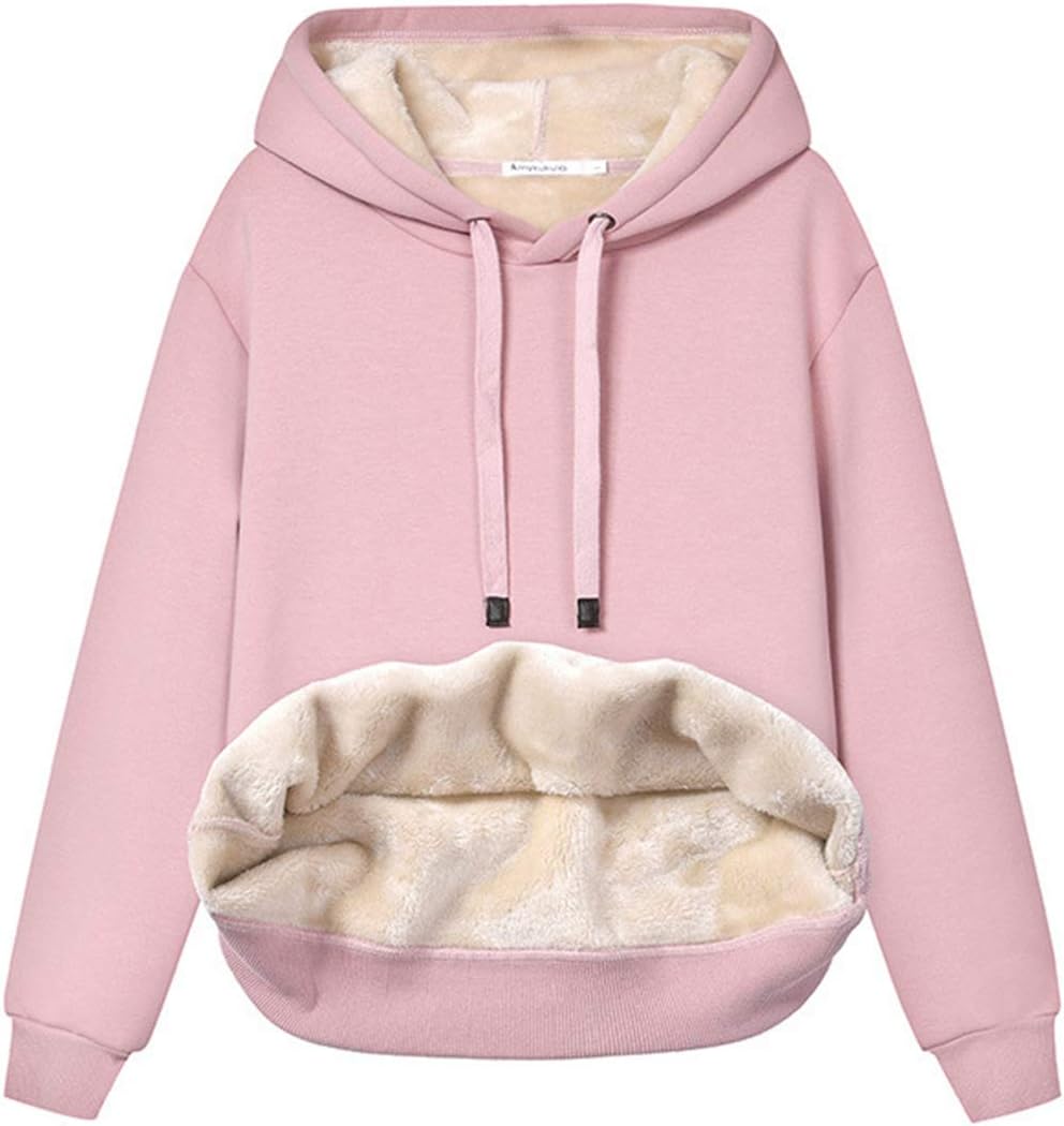 Gihuo Women’s Winter Warm Hoodie Sherpa Fleece Lined Pullover Hoodie Hooded Sweatshirt Heavyweight Casual Tops