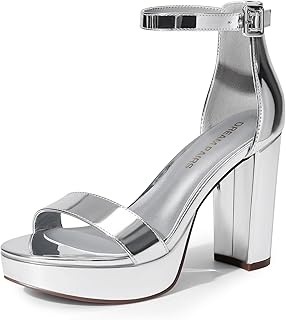 Women's Platform Chunky High Heeled Sandals Open Toe Block Heels Ankle Strap Dress Shoes for Wedding Party Evening