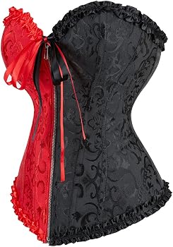 Grebrafan Burlesque Zip Corset Bustier with Multi Layer lace Skirt