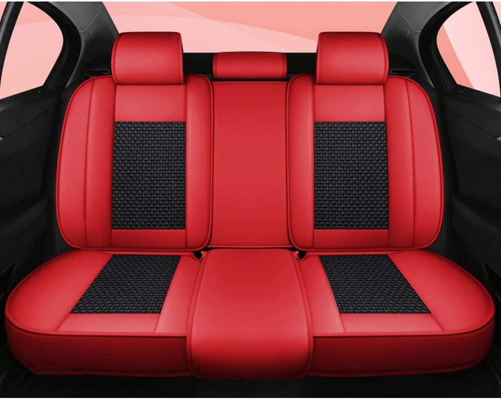 Car Seat Cover Fit for Toyota Rav4 RAV 4 Hybrid 2002-2026 Seat Cushion, Universal Fit for Most Cars Seat Protector Waterproof PU Leather(5 Seats Luxury Style:Red and Black)
