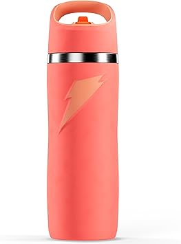 Gatorade Overtime 22oz Stainless Steel Water Bottle, Straw Cap, Coral