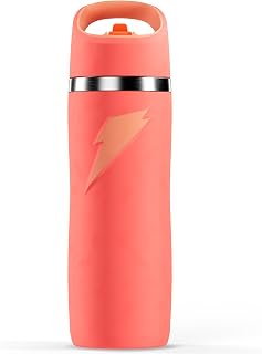 Overtime' 22oz Stainless Steel Water Bottle, Straw Cap, Coral