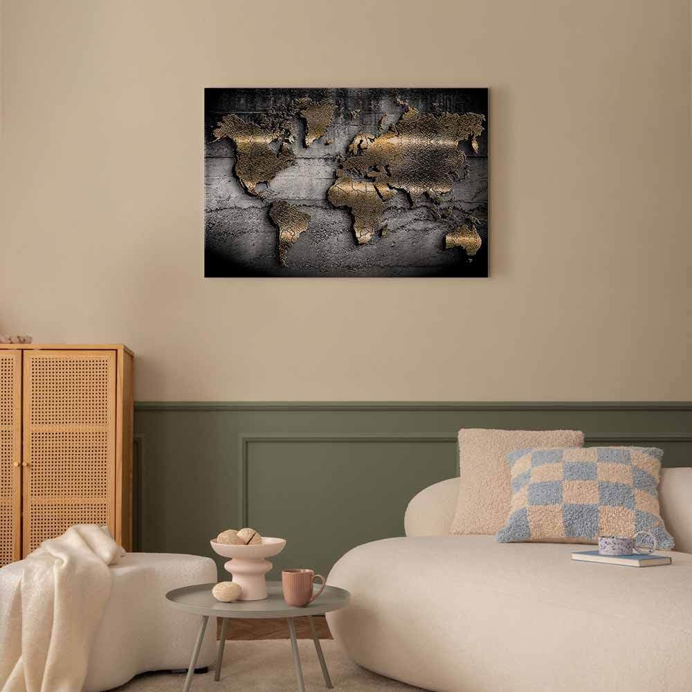 decomonkey Leinwandbild Weltkarte Abstrakt, 120x80 cm, 1-teilig, Wohnzimmer