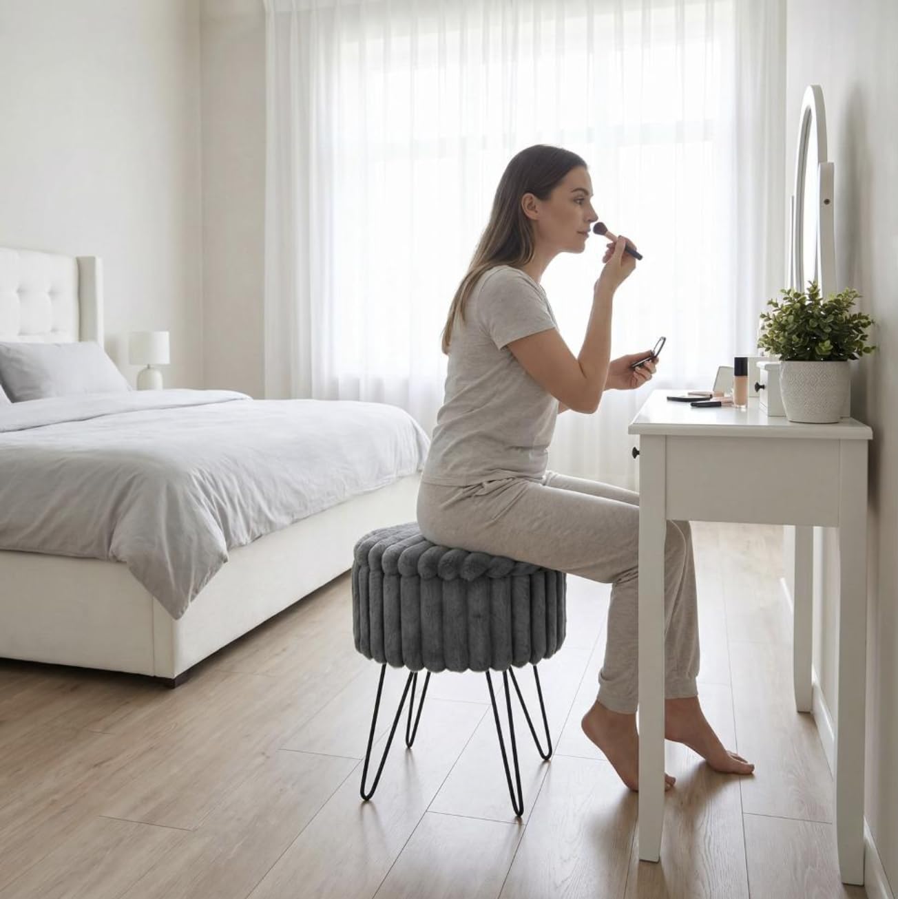 BLOOM BLENDS Storage Hairpin Stool, Charcoal