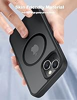 Vista 5 de Funda magnética para iPhone 15, resistente a las caídas, sensación de piel mate, a prueba de golpes, delgada, negro mate