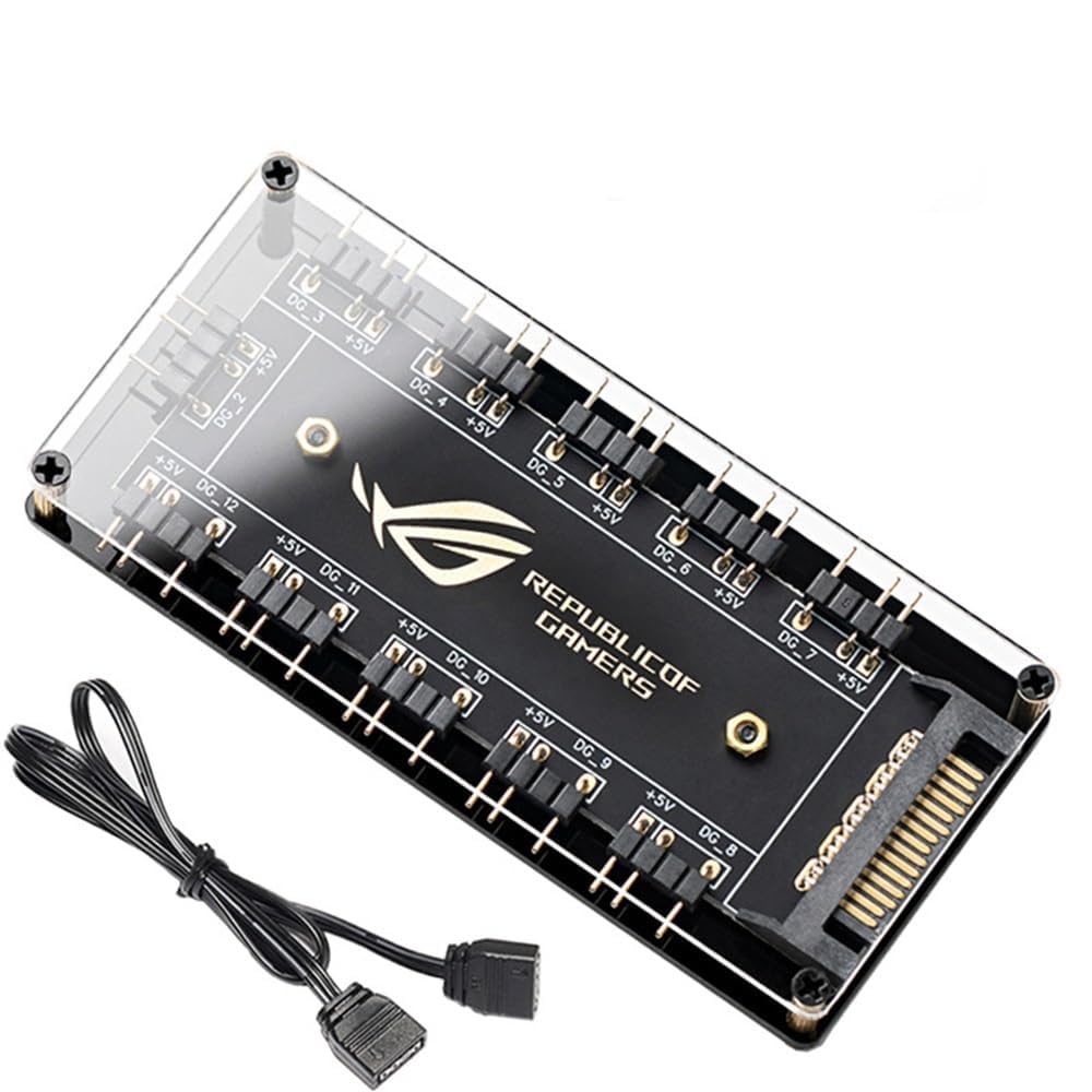 5V 3 Pin ARGB RGBW Cable for ASUS Aura SYNC,RGB 10 Hub Splitter SATA Power Extension Cable Adapter,LED Strip Light PC RGB CPU Cooling Fan Addressable PCB Splitter for Extended Motherboard Interface