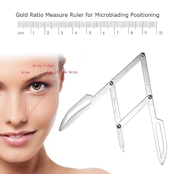 ATOMUS Eyebrow Stencil Positioning DIY Ruler Calipers Microblading Supplies Shaper Ruler Permanent Makeup Gold Ratio Eyebrow Measure Tool Stainless Steel