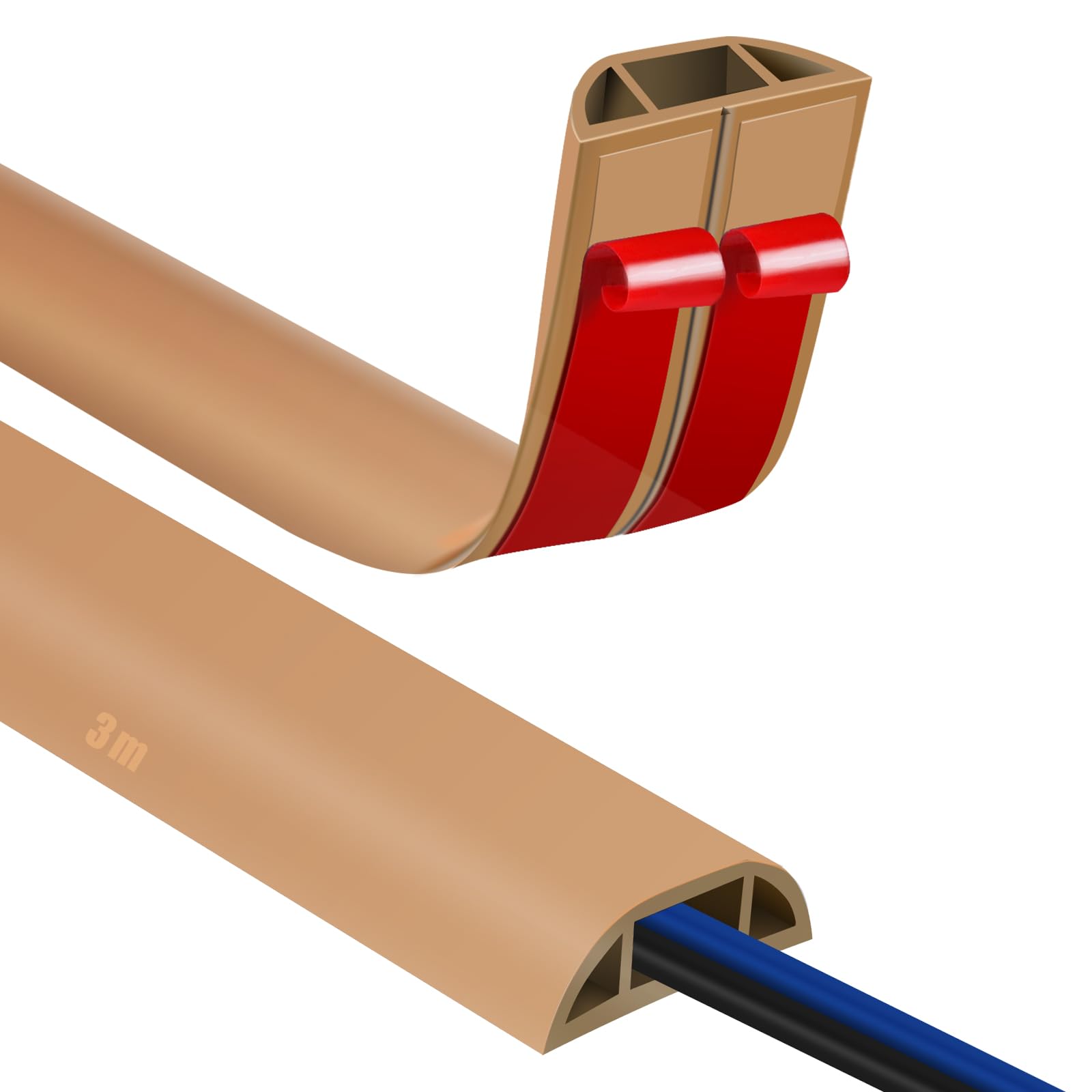 Canaletas para Cables Adhesivas, Madera Pasacables Suelo Goma, Canaleta Cables, para Uso en Oficinas, Escuela, Almacén, Conciertos, Etc, para Proteger Los Cables Evitar Riesgos deTropiezo — view 57