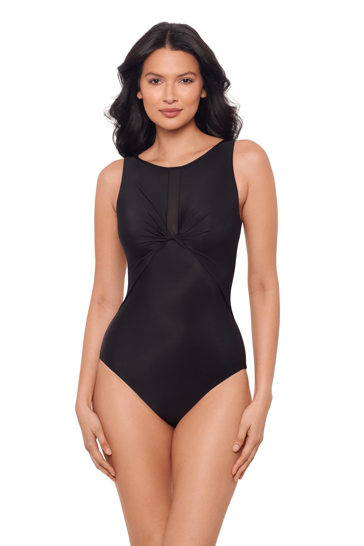 Miraclesuit Womens Swimwear High Neck Underwire Network News Evoke One Piece Swimsuit