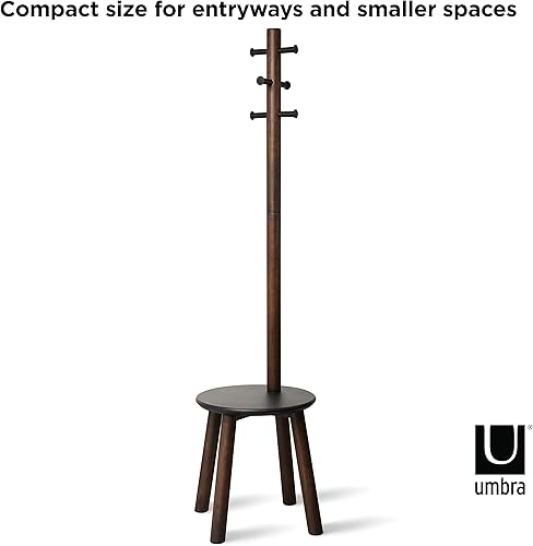 Miniatura 6 de Taburete y perchero Pillar de Umbra, color negro/nogal Negro/Nogal,blanco (White/Natural),https://www.amazon.com/dp/undefined