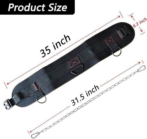 Miniatura 2 de Cinturón de levantamiento de pesas, cinturón de inmersión de cintura ajustable con correa de cadena, dominadas. Las correas de soporte de peso para