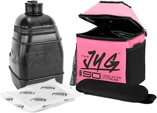 ISOJUG COMBO - Soporte aislado para jarra de agua de un galón (rosa) fabricado en Estados Unidos e ISOGALLON HD Blackout jarra de 1 galón, duradera, sin BPA, certificado UL, resistente a los impactos