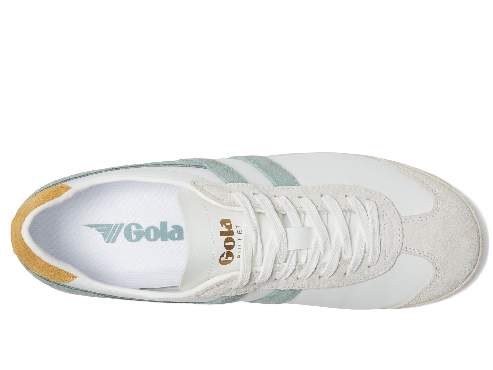 Gola Women's Bullet Pure Sneaker, White/Green Mist/Sun, 6.5