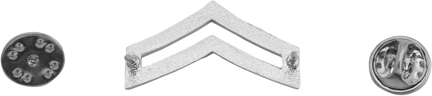 Smith & Warren Large Corporal Double Chevron Collar Brass Rank Insignia Silver Finish Police Military Uniform Pin