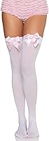 Vista 3 de Leg Avenue Muslos altos de satén con lazo para mujer blanco/rosa claro